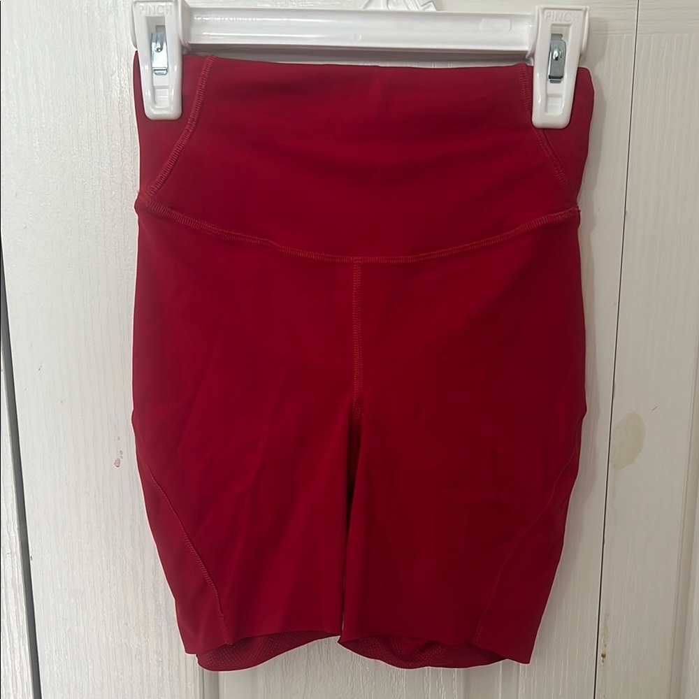 Red Lululemon Bike Shorts